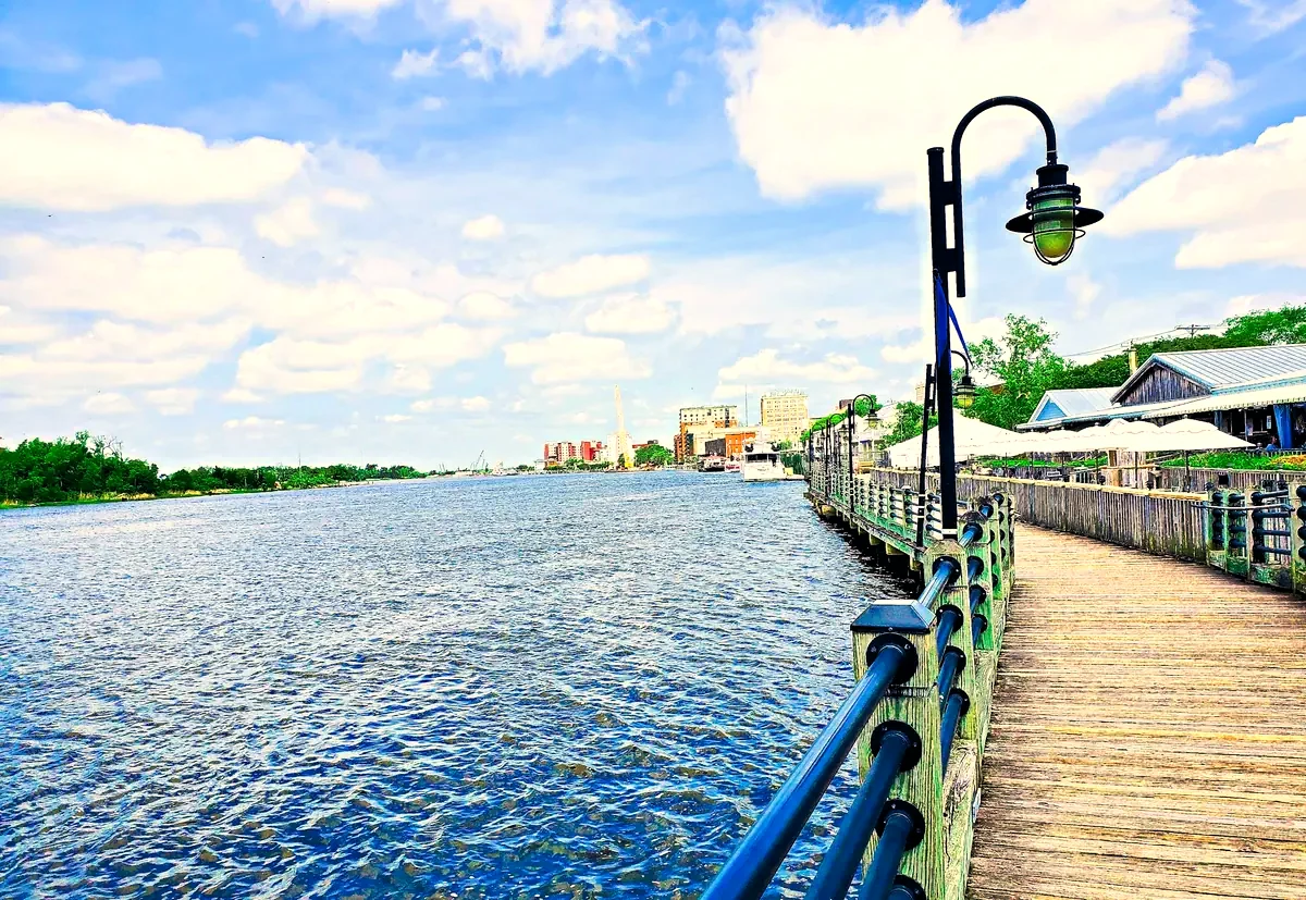 The Cape Fear River from the Riverwalk in Wilmington