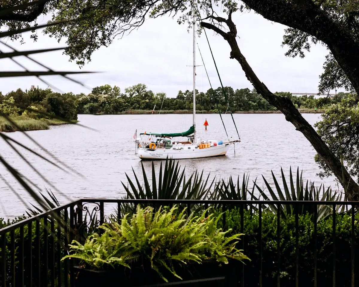 A boat on the harbor in Georgetown, SC